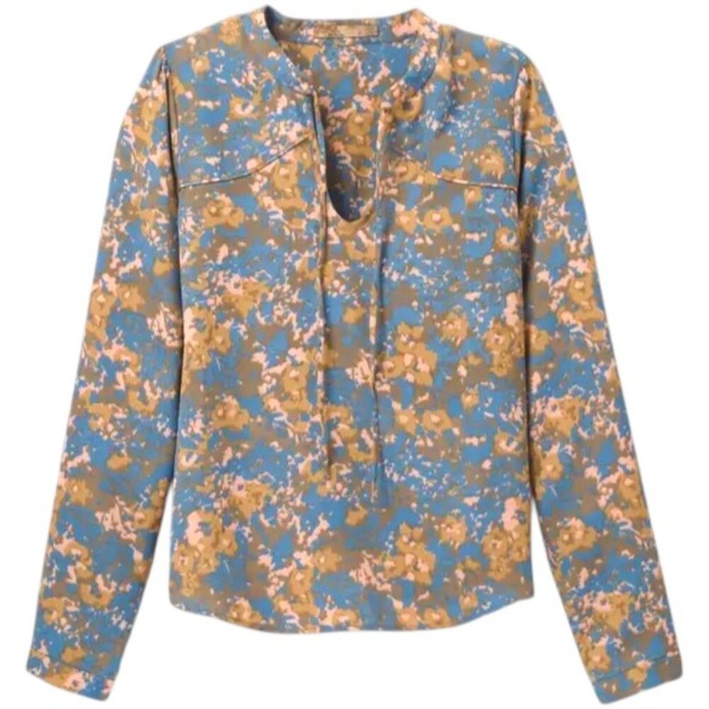 PrAna Wild At Heart Long-Sleeved Floral Top -  Danish Blue Wildflower - L